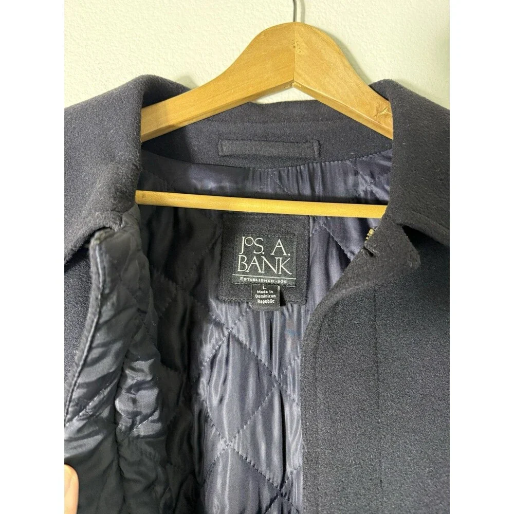Jos. A. Bank Black Wool Cashmere Bomber Jacket Men’s Large Quilted Lined Zip